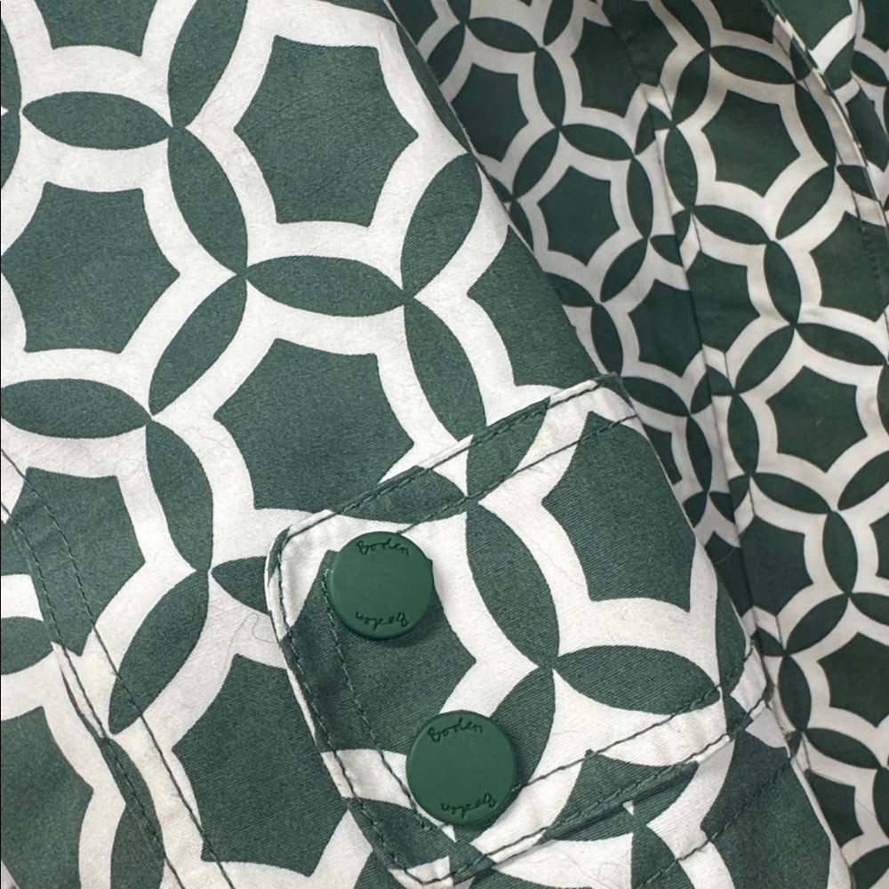 Boden Suki Waterproof green and white geometric patterned hooded XL jacket - Picture 6 of 8